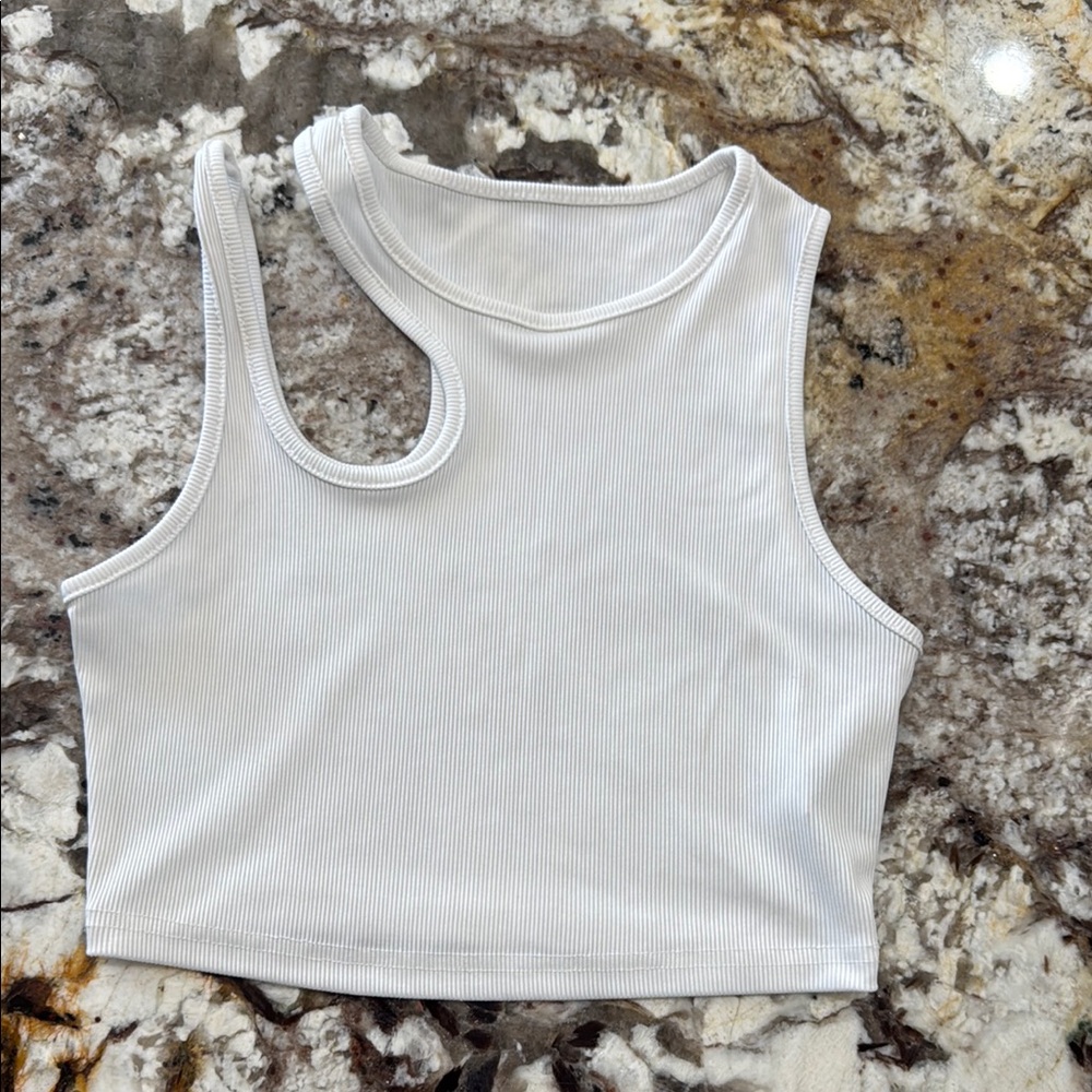 White Ribbed Women's Crop Top